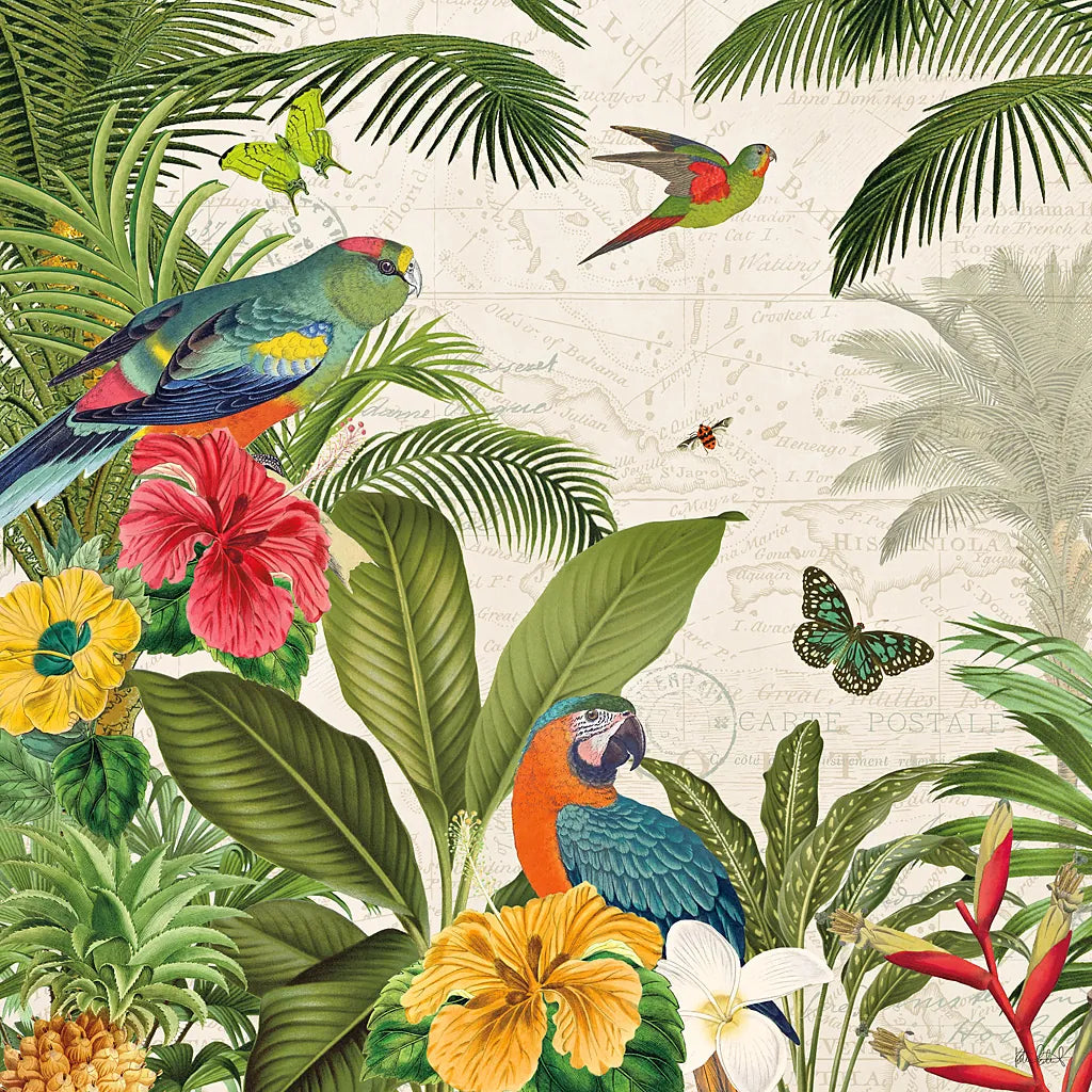 Parrot Paradise II by Katie Pertiet. SKU 42061a. Archival Giclee Fine art print for wall decor.
