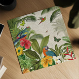 Parrot Paradise II by Katie Pertiet. Shown as a detailed flat fine art print, highlighting archival giclee quality. Available as an archival giclee rolled canvas, fine art paper, or poster print. SKU 42061a.