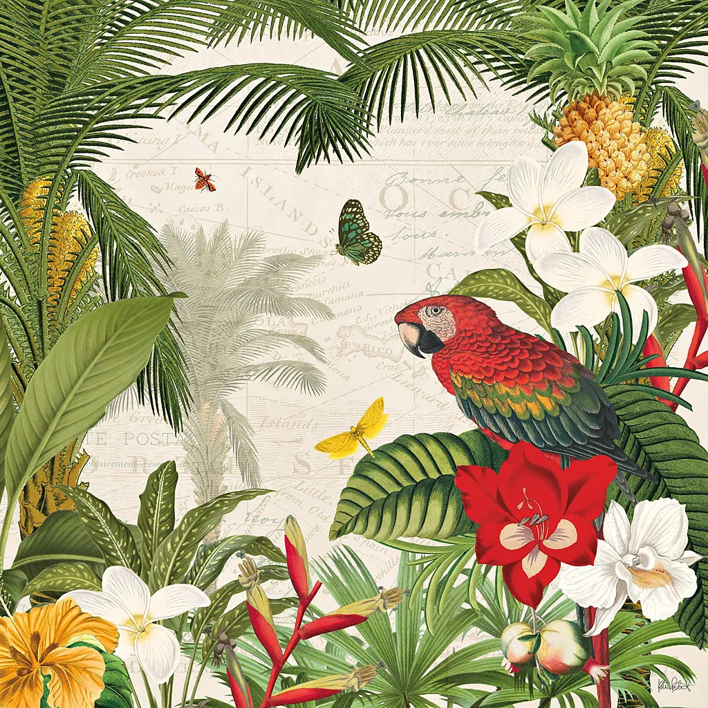 Parrot Paradise III by Katie Pertiet. SKU 42062a. Archival Giclee Fine art print for wall decor.