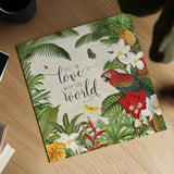 Parrot Paradise V by Katie Pertiet. Shown as a detailed flat fine art print, highlighting archival giclee quality. Available as an archival giclee rolled canvas, fine art paper, or poster print. SKU 42064a.
