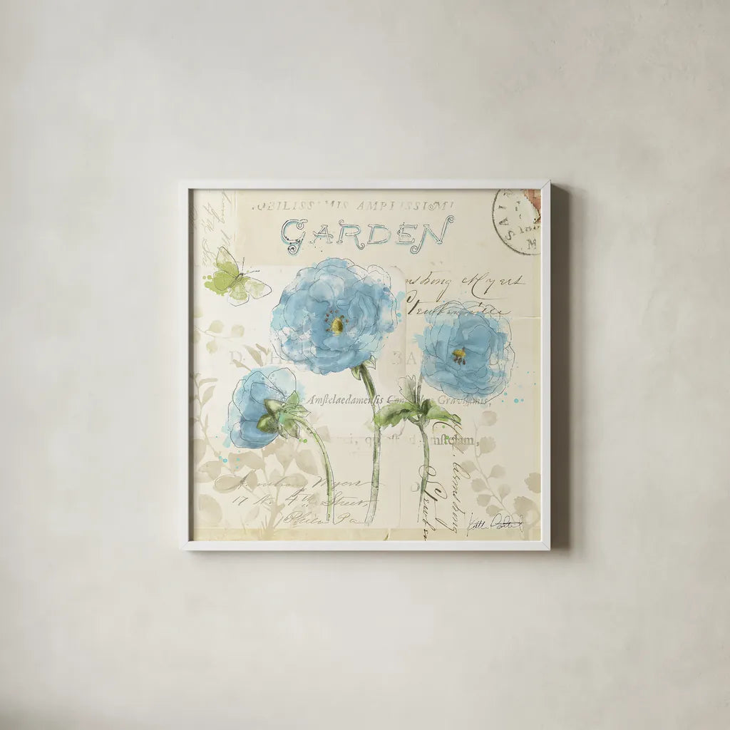 Romantic Morning II by Katie Pertiet. Shown in a crisp white glass frame for a clean and minimalist style. Available as an archival giclee rolled canvas, fine art paper, or poster print. SKU 24142a.