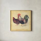 Rooster I by Katie Pertiet. Shown in a natural wood glass frame for a timeless modern aesthetic. Available as an archival giclee rolled canvas, fine art paper, or poster print. SKU 29527a.