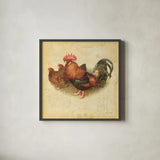 Rooster II by Katie Pertiet. Shown in a sleek black glass frame for a contemporary gallery look. Available as an archival giclee rolled canvas, fine art paper, or poster print. SKU 29526a.