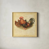 Rooster II by Katie Pertiet. Shown in a natural wood glass frame for a timeless modern aesthetic. Available as an archival giclee rolled canvas, fine art paper, or poster print. SKU 29526a.