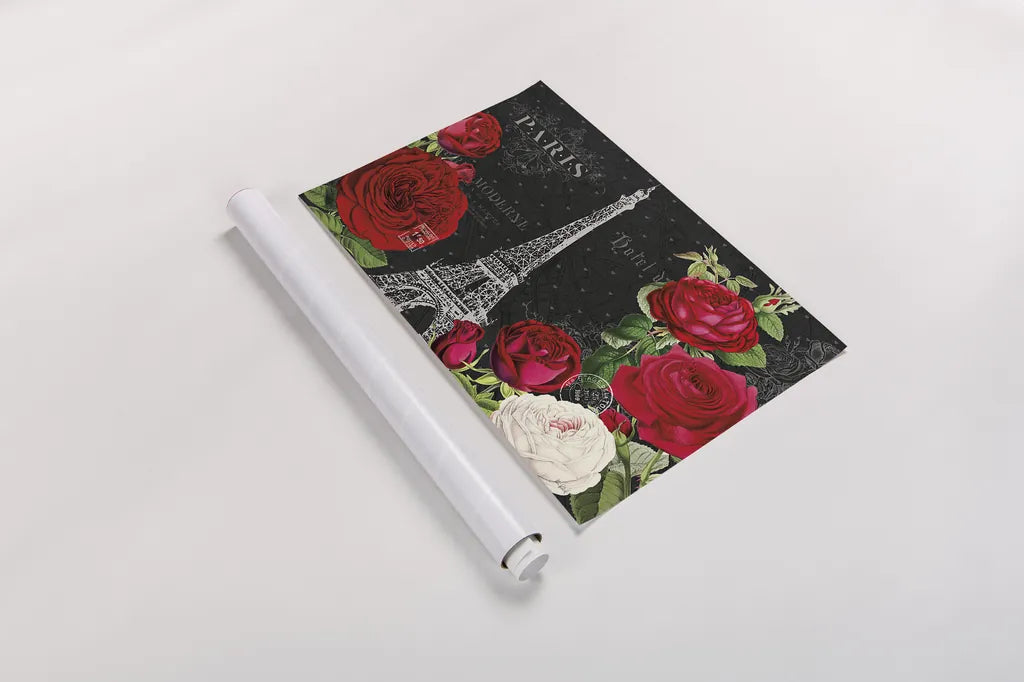 Rouge Paris I Black by Katie Pertiet. shown as a rolled paper print. Available as archival giclee rolled canvas, fine art paper, or poster print. SKU 43777i.