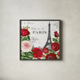 Rouge Paris III by Katie Pertiet. Shown in a sleek black glass frame for a contemporary gallery look. Available as an archival giclee rolled canvas, fine art paper, or poster print. SKU 43776a.
