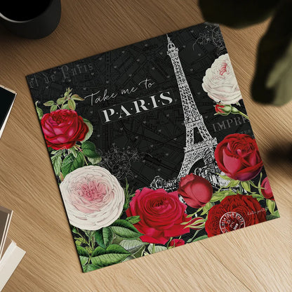 Rouge Paris III Black by Katie Pertiet. Shown as a detailed flat fine art print, highlighting archival giclee quality. Available as an archival giclee rolled canvas, fine art paper, or poster print. SKU 43779a.