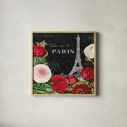 Rouge Paris III Black by Katie Pertiet. Shown in a natural wood glass frame for a timeless modern aesthetic. Available as an archival giclee rolled canvas, fine art paper, or poster print. SKU 43779a.