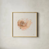 Shell Collector II by Katie Pertiet. Shown in a natural wood glass frame for a timeless modern aesthetic. Available as an archival giclee rolled canvas, fine art paper, or poster print. SKU 29927a.