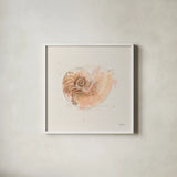 Shell Collector II by Katie Pertiet. Shown in a crisp white glass frame for a clean and minimalist style. Available as an archival giclee rolled canvas, fine art paper, or poster print. SKU 29927a.