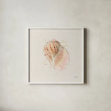 Shell Collector V by Katie Pertiet. Shown in a crisp white glass frame for a clean and minimalist style. Available as an archival giclee rolled canvas, fine art paper, or poster print. SKU 29930a.