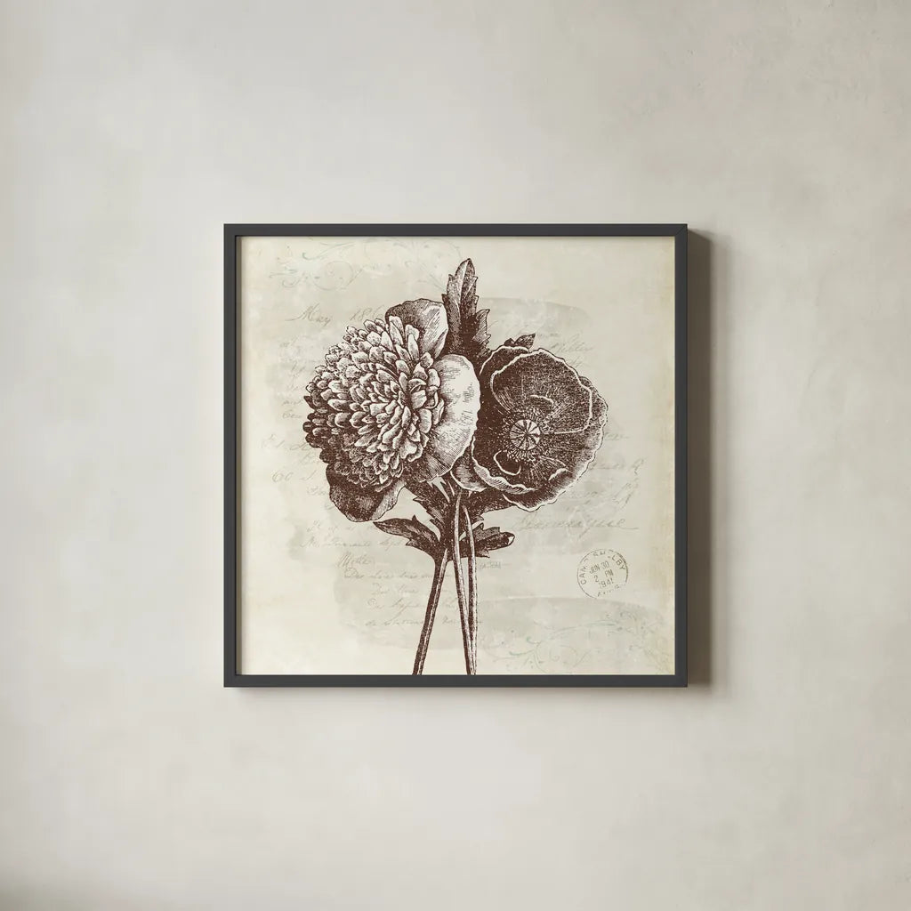 Spa Botanical III by Katie Pertiet. Shown in a sleek black glass frame for a contemporary gallery look. Available as an archival giclee rolled canvas, fine art paper, or poster print. SKU 12339a.