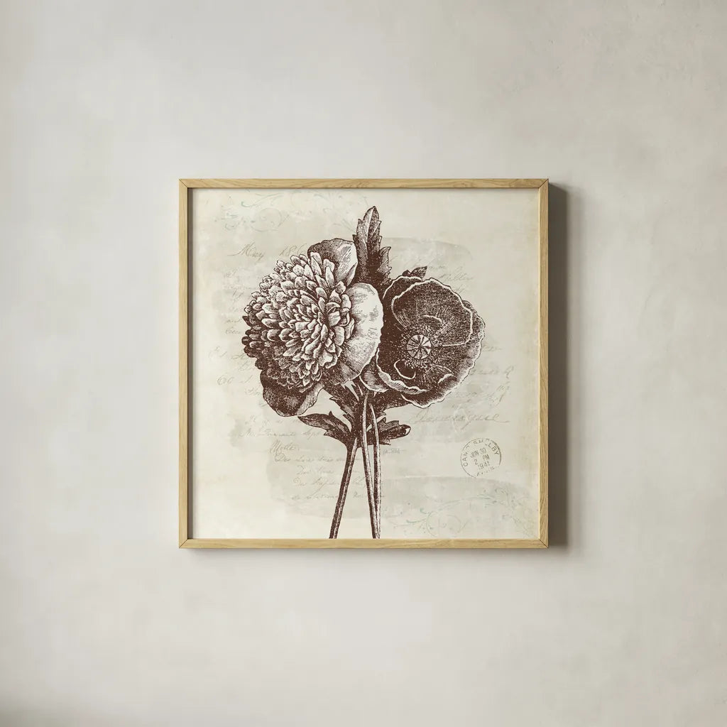 Spa Botanical III by Katie Pertiet. Shown in a natural wood glass frame for a timeless modern aesthetic. Available as an archival giclee rolled canvas, fine art paper, or poster print. SKU 12339a.