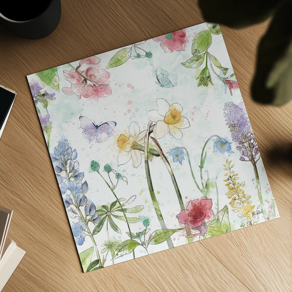 Spring Splash II by Katie Pertiet. Shown as a detailed flat fine art print, highlighting archival giclee quality. Available as an archival giclee rolled canvas, fine art paper, or poster print. SKU 48822a.