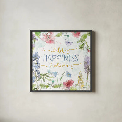 Spring Splash IV by Katie Pertiet. Shown in a sleek black glass frame for a contemporary gallery look. Available as an archival giclee rolled canvas, fine art paper, or poster print. SKU 48824a.