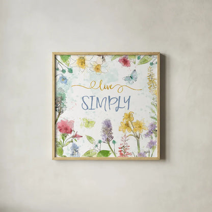 Spring Splash V by Katie Pertiet. Shown in a natural wood glass frame for a timeless modern aesthetic. Available as an archival giclee rolled canvas, fine art paper, or poster print. SKU 48825a.