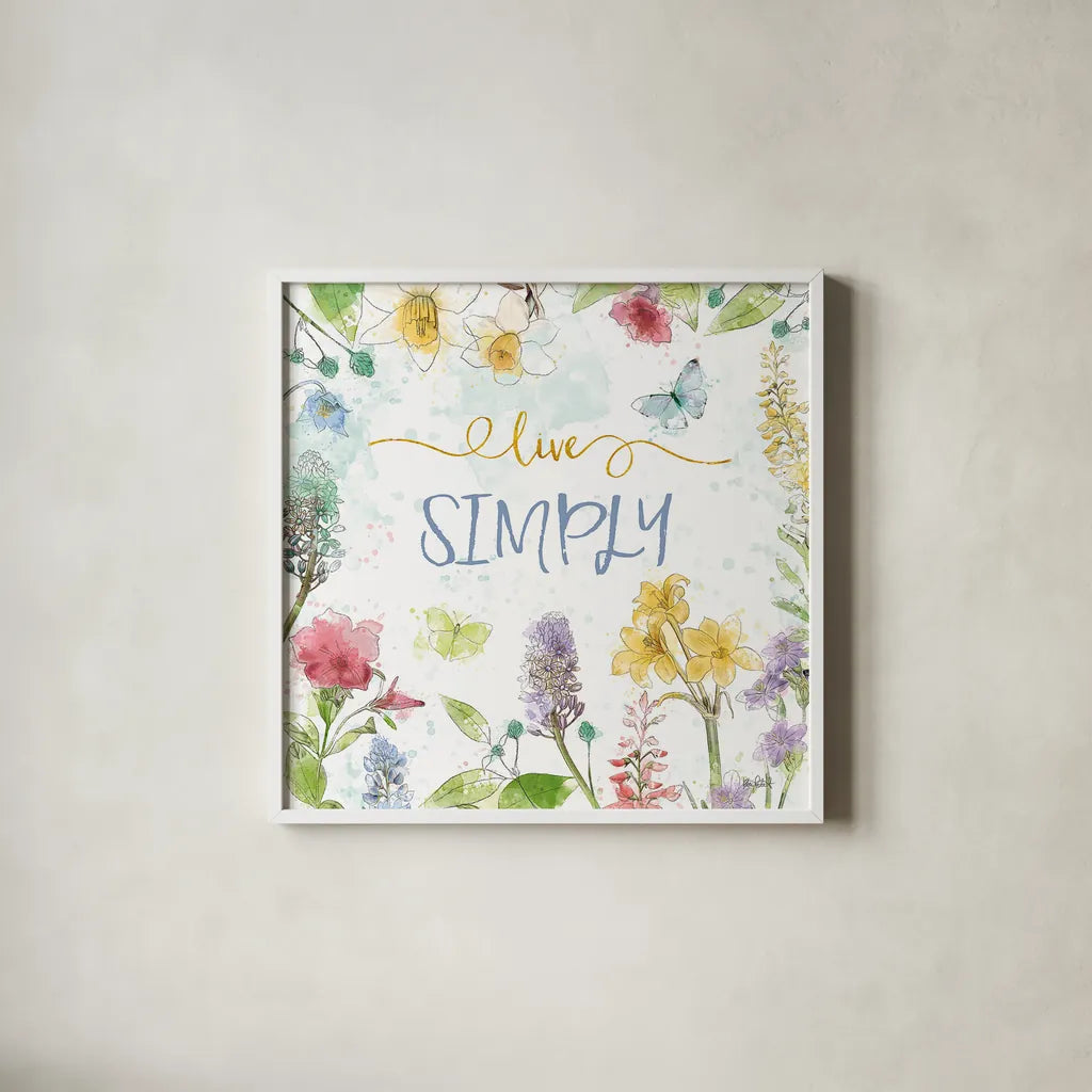 Spring Splash V by Katie Pertiet. Shown in a crisp white glass frame for a clean and minimalist style. Available as an archival giclee rolled canvas, fine art paper, or poster print. SKU 48825a.