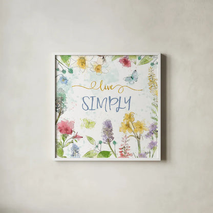 Spring Splash V by Katie Pertiet. Shown in a crisp white glass frame for a clean and minimalist style. Available as an archival giclee rolled canvas, fine art paper, or poster print. SKU 48825a.