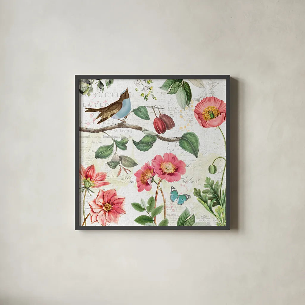 Studio Botanicals II by Katie Pertiet. Shown in a sleek black glass frame for a contemporary gallery look. Available as an archival giclee rolled canvas, fine art paper, or poster print. SKU 49494a.