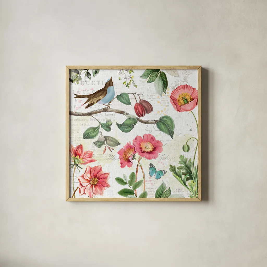 Studio Botanicals II by Katie Pertiet. Shown in a natural wood glass frame for a timeless modern aesthetic. Available as an archival giclee rolled canvas, fine art paper, or poster print. SKU 49494a.