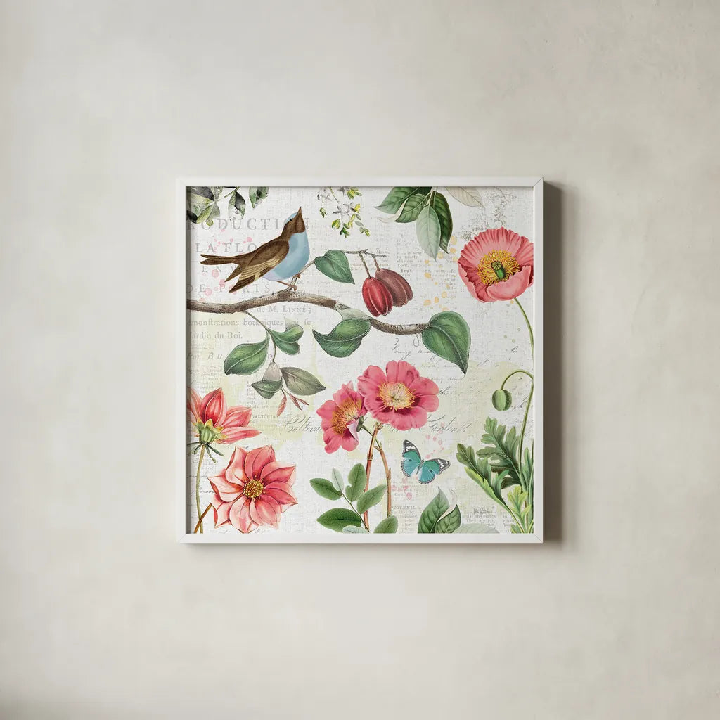 Studio Botanicals II by Katie Pertiet. Shown in a crisp white glass frame for a clean and minimalist style. Available as an archival giclee rolled canvas, fine art paper, or poster print. SKU 49494a.