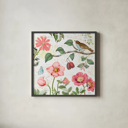 Studio Botanicals III by Katie Pertiet. Shown in a sleek black glass frame for a contemporary gallery look. Available as an archival giclee rolled canvas, fine art paper, or poster print. SKU 49495a.