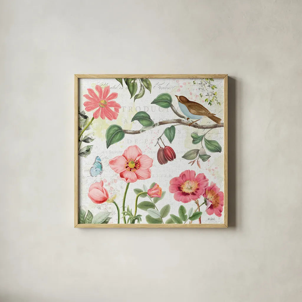 Studio Botanicals III by Katie Pertiet. Shown in a natural wood glass frame for a timeless modern aesthetic. Available as an archival giclee rolled canvas, fine art paper, or poster print. SKU 49495a.