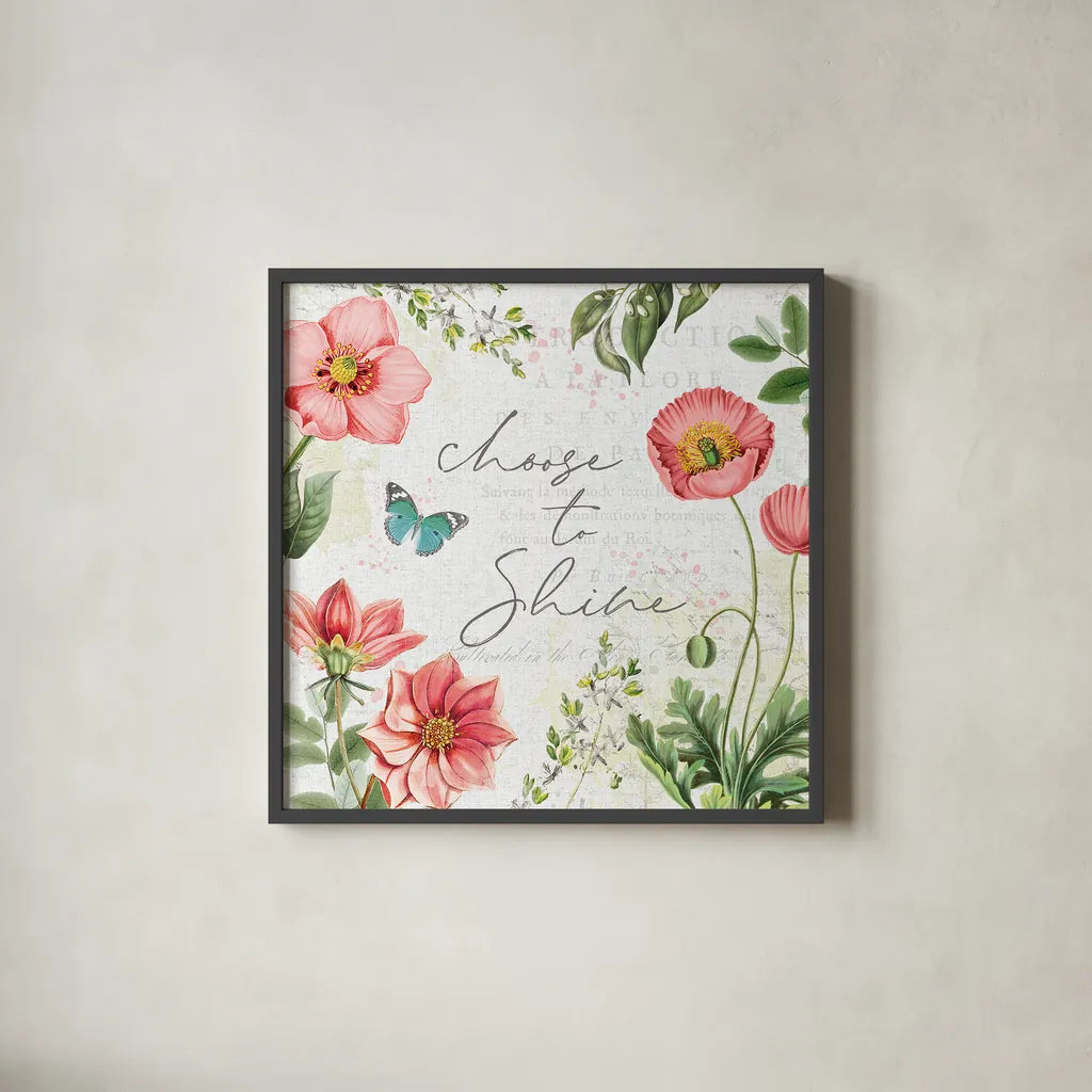 Studio Botanicals V by Katie Pertiet. Shown in a sleek black glass frame for a contemporary gallery look. Available as an archival giclee rolled canvas, fine art paper, or poster print. SKU 49497a.