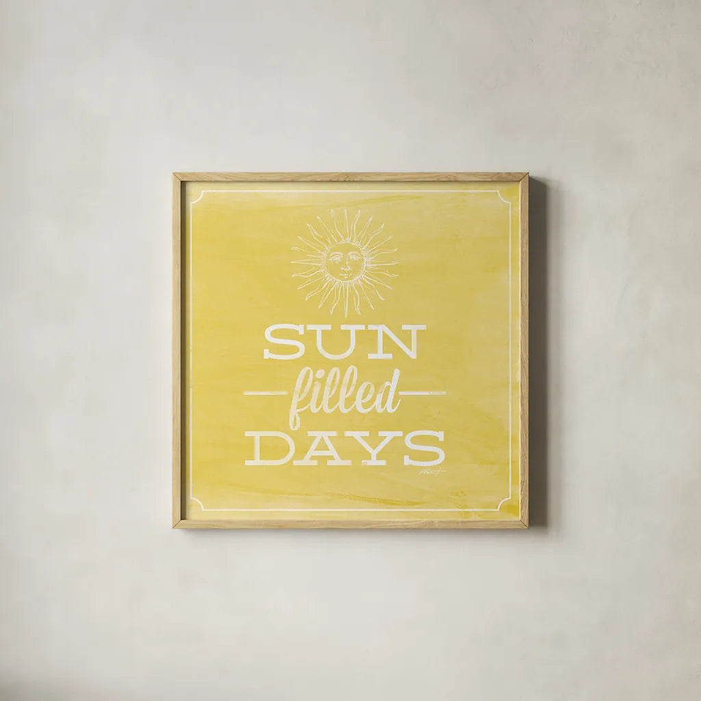 Sun Filled Days by Katie Pertiet. Shown in a natural wood glass frame for a timeless modern aesthetic. Available as an archival giclee rolled canvas, fine art paper, or poster print. SKU 53043a.