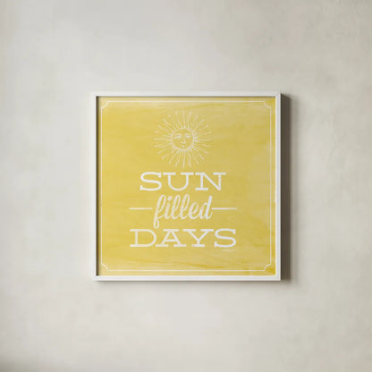 Sun Filled Days by Katie Pertiet. Shown in a crisp white glass frame for a clean and minimalist style. Available as an archival giclee rolled canvas, fine art paper, or poster print. SKU 53043a.