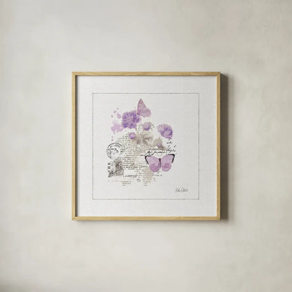 Sunny Day II Purple by Katie Pertiet. Shown in a natural wood glass frame for a timeless modern aesthetic. Available as an archival giclee rolled canvas, fine art paper, or poster print. SKU 31675a.