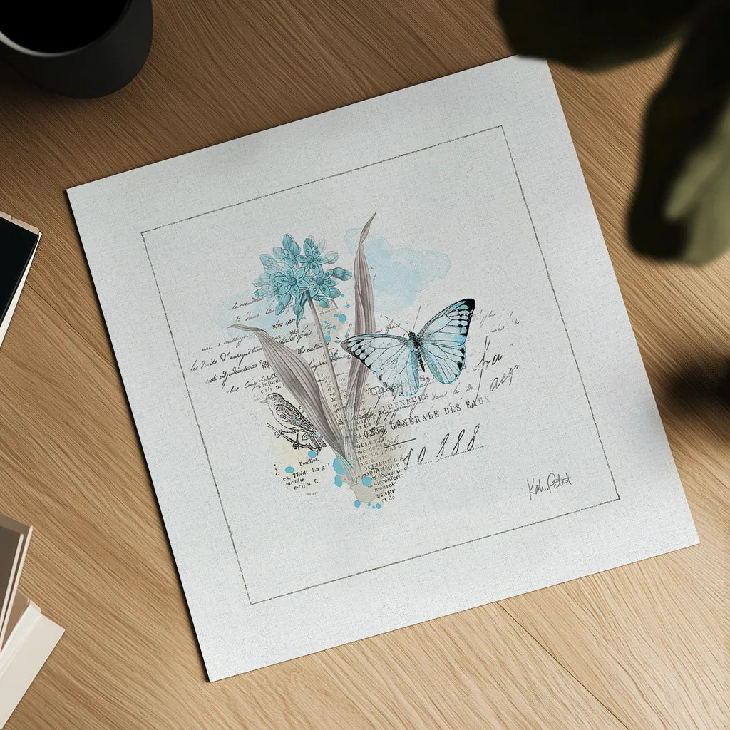 Sunny Day III Aqua by Katie Pertiet. Shown as a detailed flat fine art print, highlighting archival giclee quality. Available as an archival giclee rolled canvas, fine art paper, or poster print. SKU 31676a.