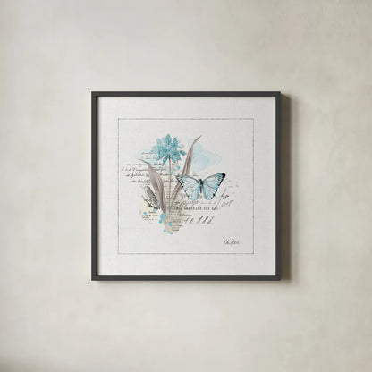 Sunny Day III Aqua by Katie Pertiet. Shown in a sleek black glass frame for a contemporary gallery look. Available as an archival giclee rolled canvas, fine art paper, or poster print. SKU 31676a.