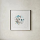 Sunny Day III Aqua by Katie Pertiet. Shown in a crisp white glass frame for a clean and minimalist style. Available as an archival giclee rolled canvas, fine art paper, or poster print. SKU 31676a.