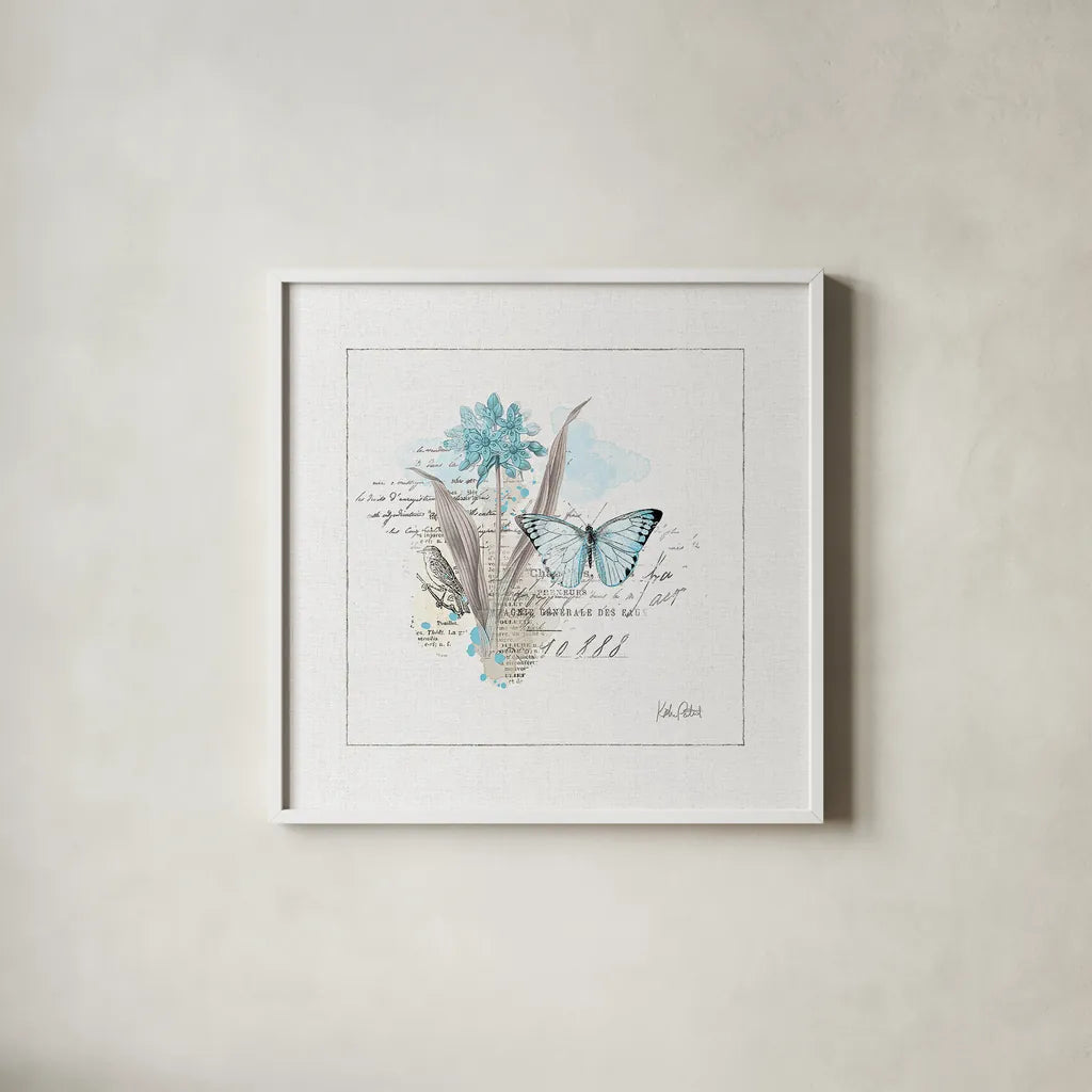 Sunny Day III Aqua by Katie Pertiet. Shown in a crisp white glass frame for a clean and minimalist style. Available as an archival giclee rolled canvas, fine art paper, or poster print. SKU 31676a.