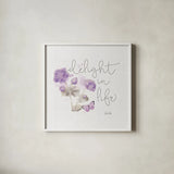 Sunny Day VI Purple by Katie Pertiet. Shown in a crisp white glass frame for a clean and minimalist style. Available as an archival giclee rolled canvas, fine art paper, or poster print. SKU 31678a.