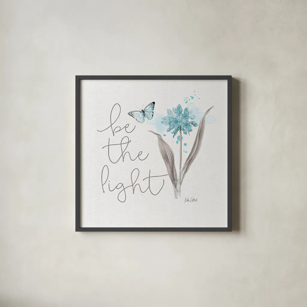 Sunny Day VII Aqua by Katie Pertiet. Shown in a sleek black glass frame for a contemporary gallery look. Available as an archival giclee rolled canvas, fine art paper, or poster print. SKU 31679a.