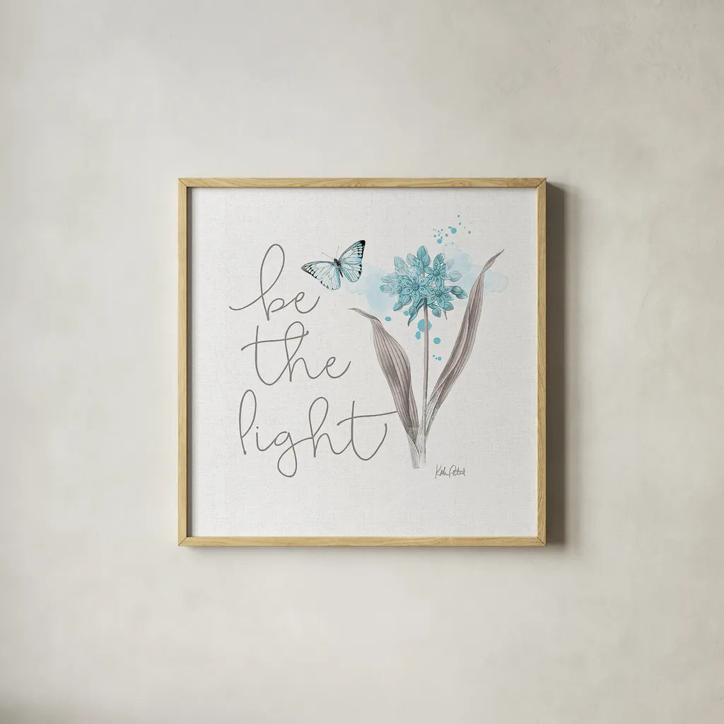 Sunny Day VII Aqua by Katie Pertiet. Shown in a natural wood glass frame for a timeless modern aesthetic. Available as an archival giclee rolled canvas, fine art paper, or poster print. SKU 31679a.