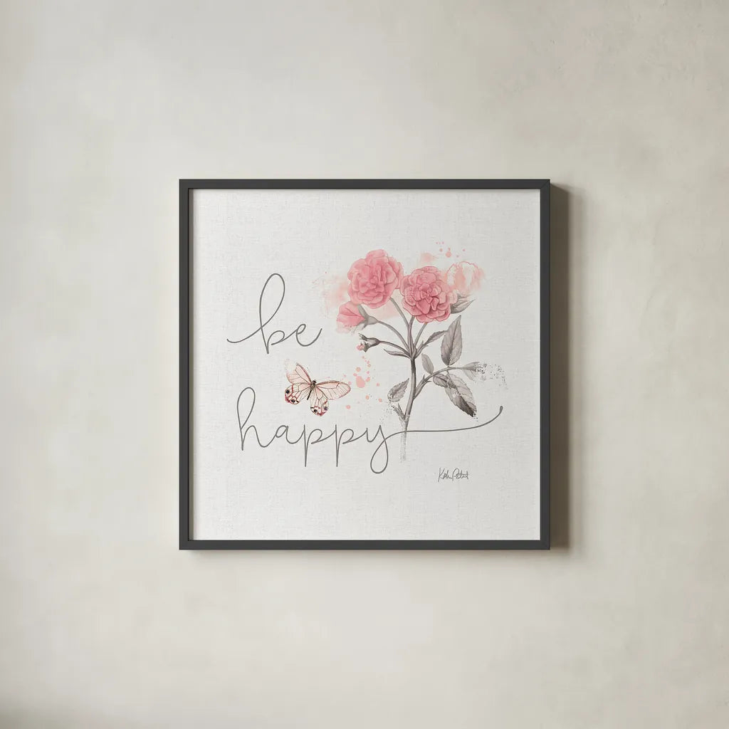 Sunny Day VIII Pink by Katie Pertiet. Shown in a sleek black glass frame for a contemporary gallery look. Available as an archival giclee rolled canvas, fine art paper, or poster print. SKU 31680a.