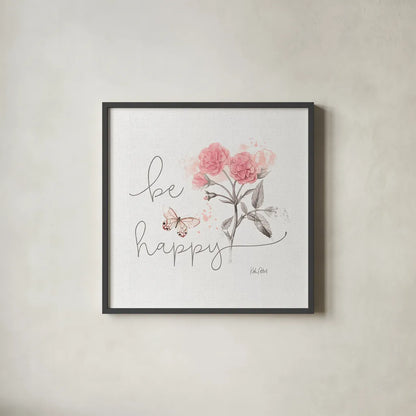 Sunny Day VIII Pink by Katie Pertiet. Shown in a sleek black glass frame for a contemporary gallery look. Available as an archival giclee rolled canvas, fine art paper, or poster print. SKU 31680a.