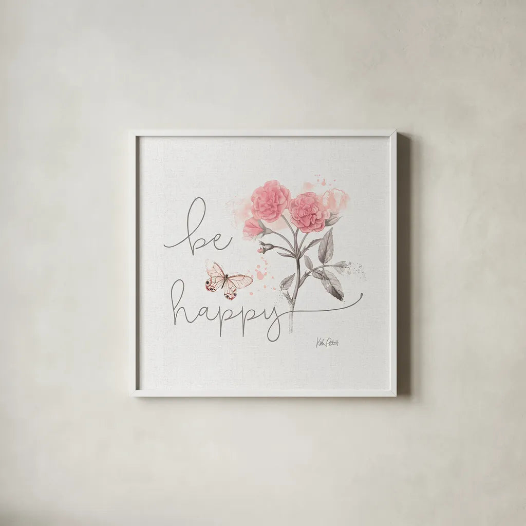 Sunny Day VIII Pink by Katie Pertiet. Shown in a crisp white glass frame for a clean and minimalist style. Available as an archival giclee rolled canvas, fine art paper, or poster print. SKU 31680a.