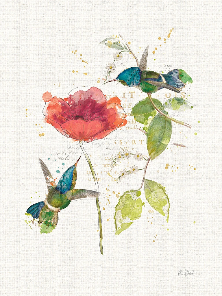 Teal Hummingbirds II Flower by Katie Pertiet