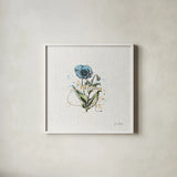 Thoughtful Blooms I by Katie Pertiet. Shown in a crisp white glass frame for a clean and minimalist style. Available as an archival giclee rolled canvas, fine art paper, or poster print. SKU 37580a.