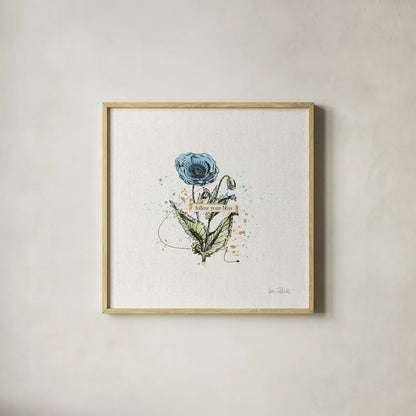 Thoughtful Blooms I Bliss by Katie Pertiet. Shown in a natural wood glass frame for a timeless modern aesthetic. Available as an archival giclee rolled canvas, fine art paper, or poster print. SKU 38520a.