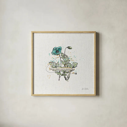 Thoughtful Blooms II by Katie Pertiet. Shown in a natural wood glass frame for a timeless modern aesthetic. Available as an archival giclee rolled canvas, fine art paper, or poster print. SKU 37581a.