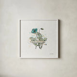 Thoughtful Blooms II by Katie Pertiet. Shown in a crisp white glass frame for a clean and minimalist style. Available as an archival giclee rolled canvas, fine art paper, or poster print. SKU 37581a.