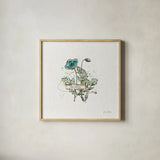 Thoughtful Blooms II Curious by Katie Pertiet. Shown in a natural wood glass frame for a timeless modern aesthetic. Available as an archival giclee rolled canvas, fine art paper, or poster print. SKU 38521a.