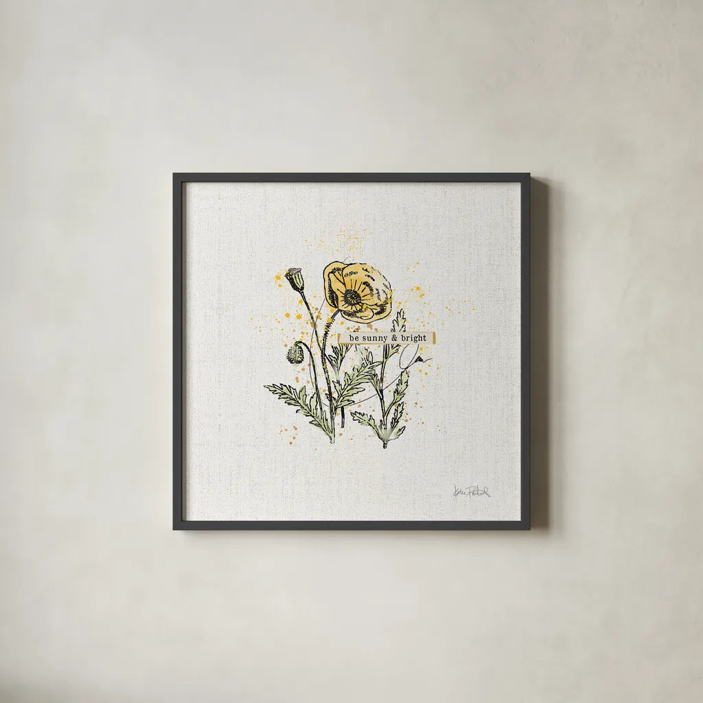 Thoughtful Blooms III by Katie Pertiet. Shown in a sleek black glass frame for a contemporary gallery look. Available as an archival giclee rolled canvas, fine art paper, or poster print. SKU 37582a.