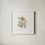 Thoughtful Blooms III by Katie Pertiet. Shown in a crisp white glass frame for a clean and minimalist style. Available as an archival giclee rolled canvas, fine art paper, or poster print. SKU 37582a.