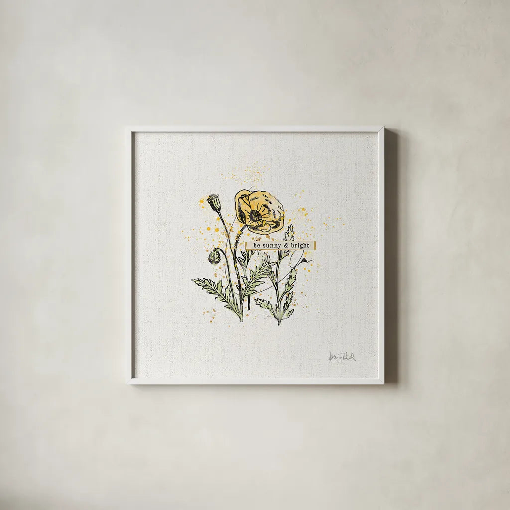 Thoughtful Blooms III by Katie Pertiet. Shown in a crisp white glass frame for a clean and minimalist style. Available as an archival giclee rolled canvas, fine art paper, or poster print. SKU 37582a.